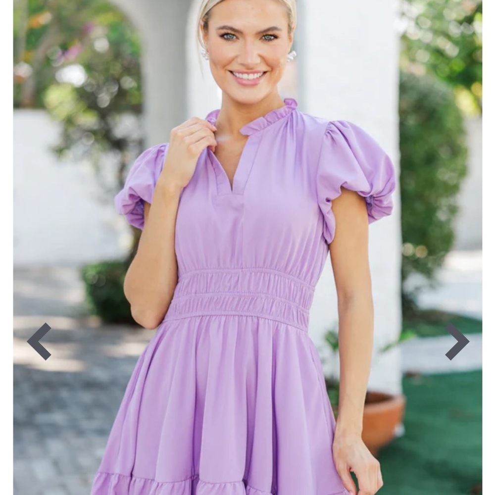 Mint Julep Boutique shopthemint Let’s get Going puff sleeve dress lavender - Picture 2 of 4